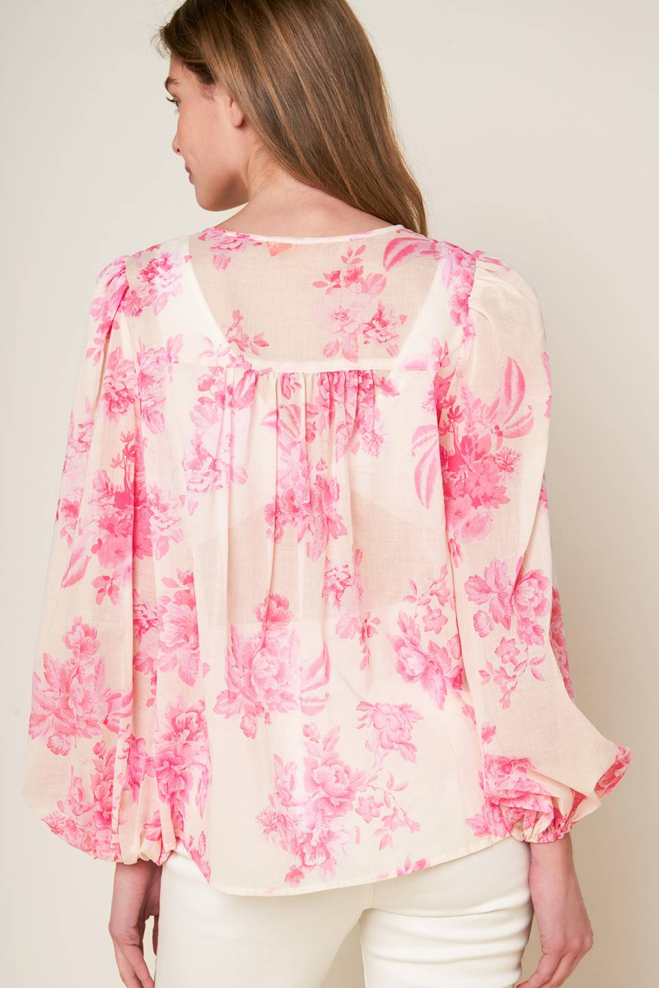 Flowered Peasant Top