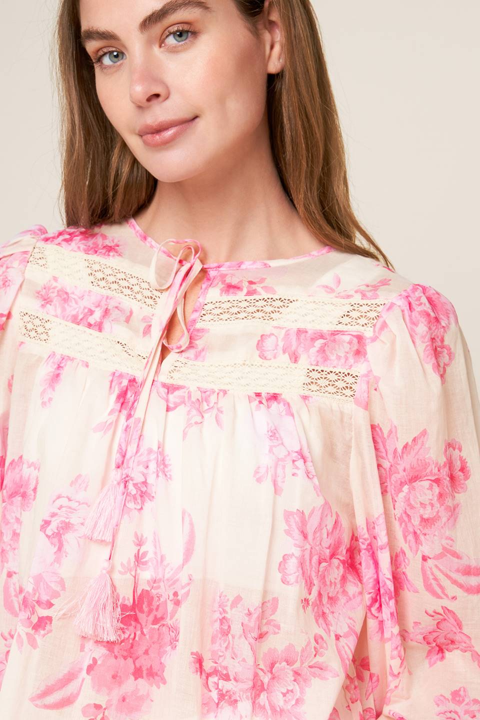 Flowered Peasant Top