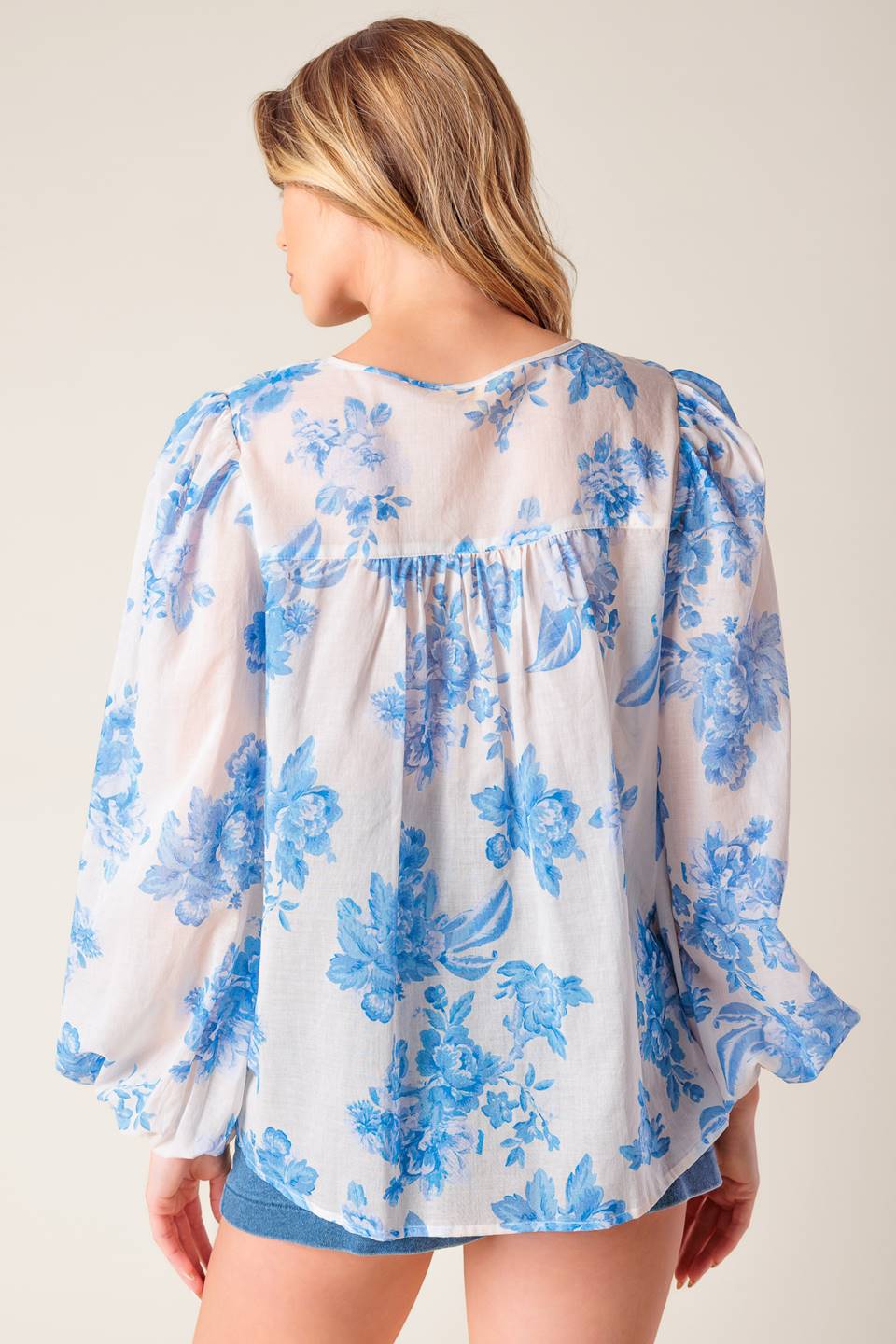 Flowered Peasant Top