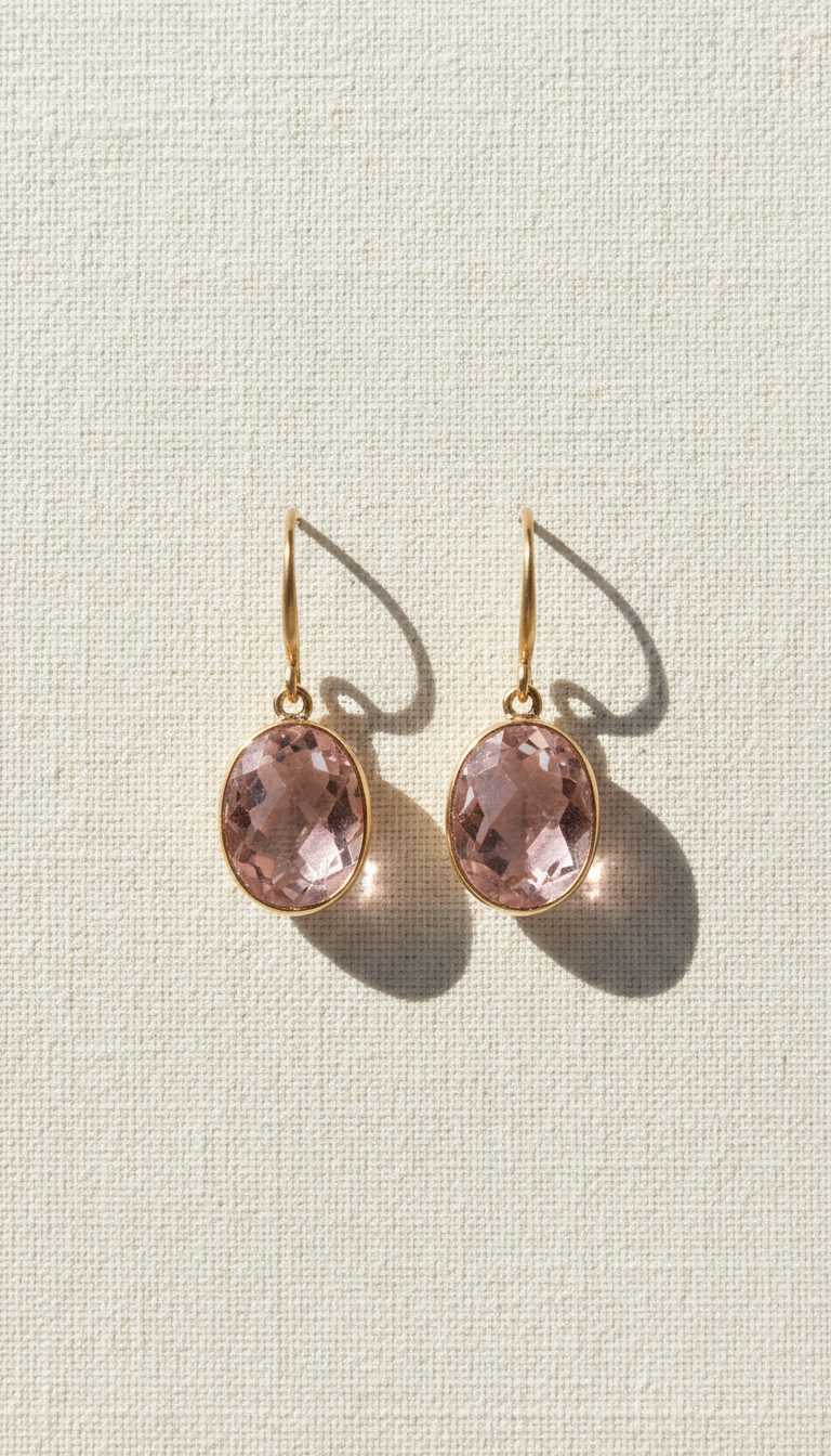 Blush quartz drop earrings
