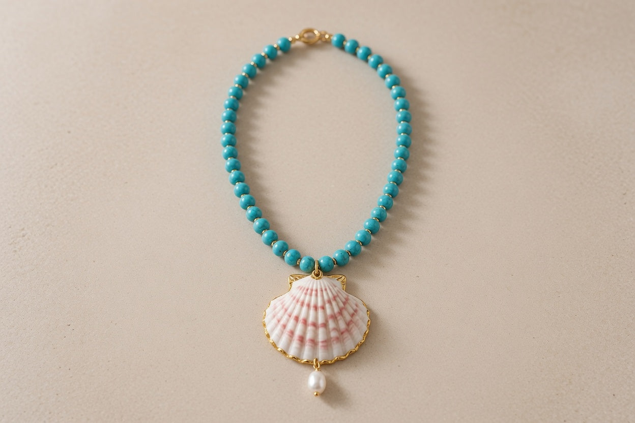 Turquoise Shell Pendant Necklace
