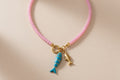 Pink Bead Necklace with Dual Fish Charms